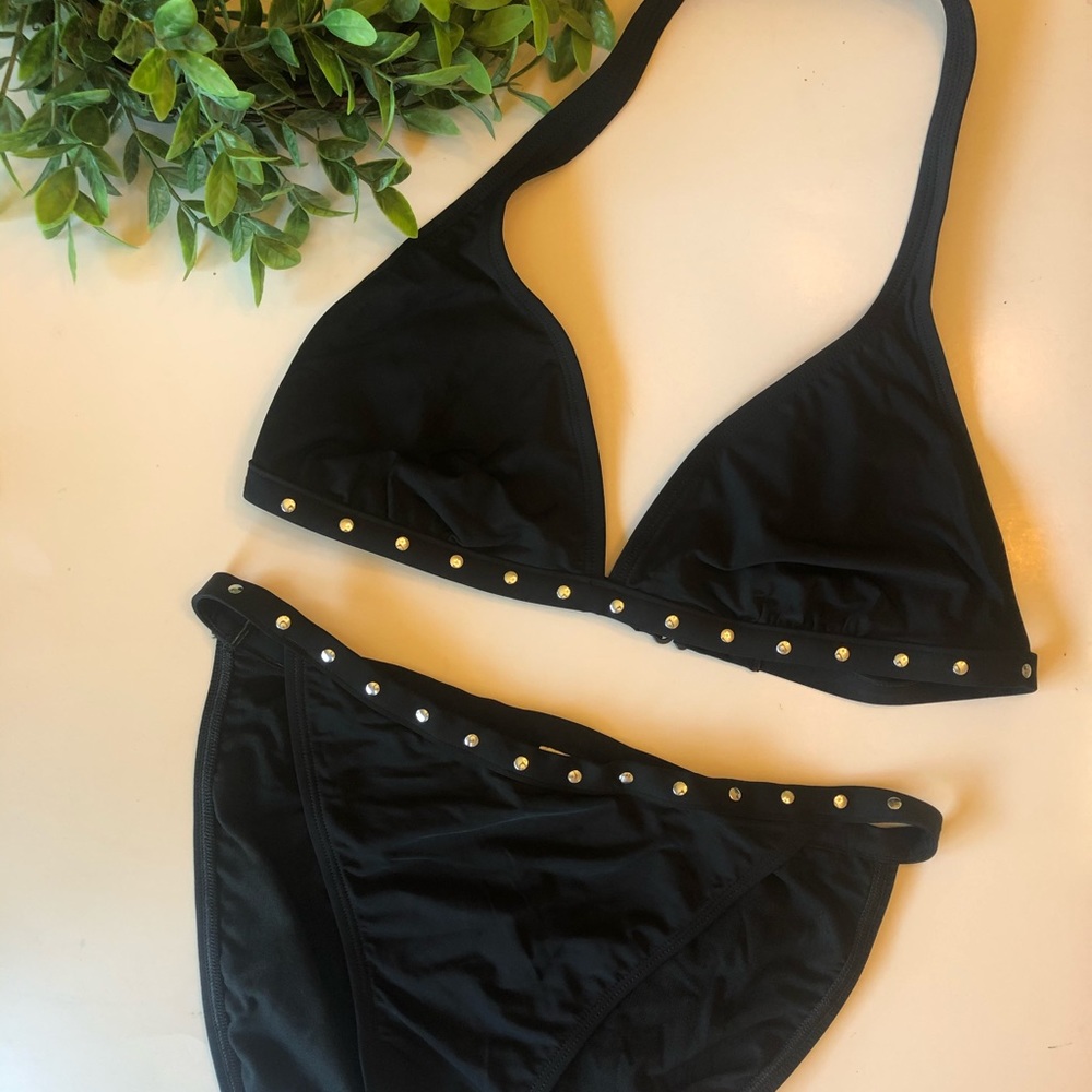 🍋EUC BAJA BLUE~BLACK BIKINI WITH SILVER DETAIL - Picture 2 of 9